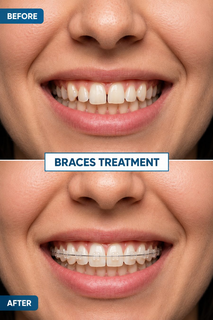 Before and after braces treatment smile transformation